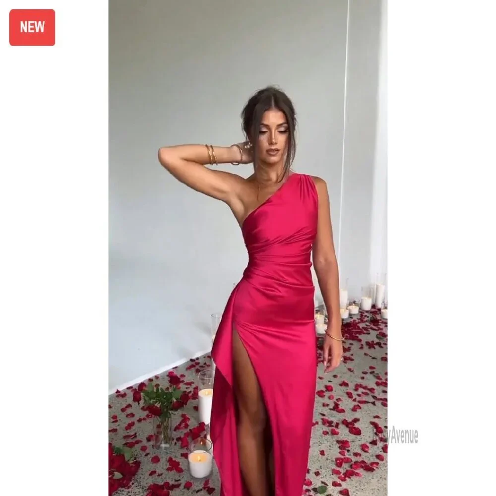 One Shoulder High Split Maxi Dress Formal Evening Gown - Picture 8 of 8